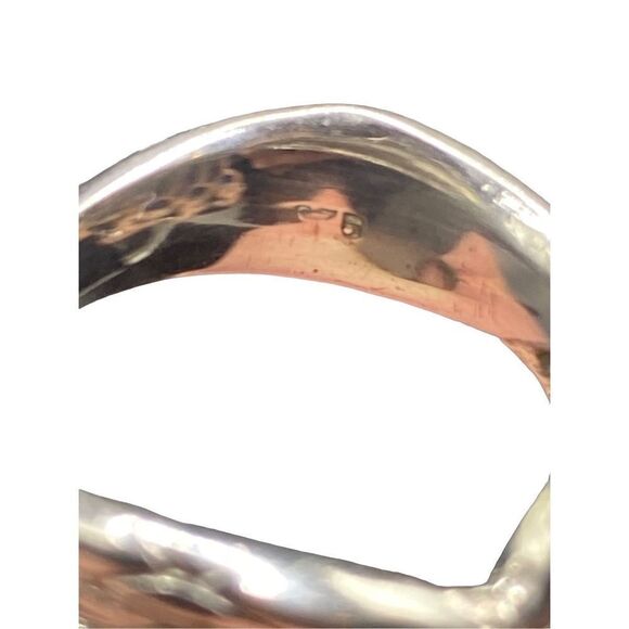 Sterling Silver 925 pink green enamel peacock ring with six oval blue sapphires - Picture 10 of 10